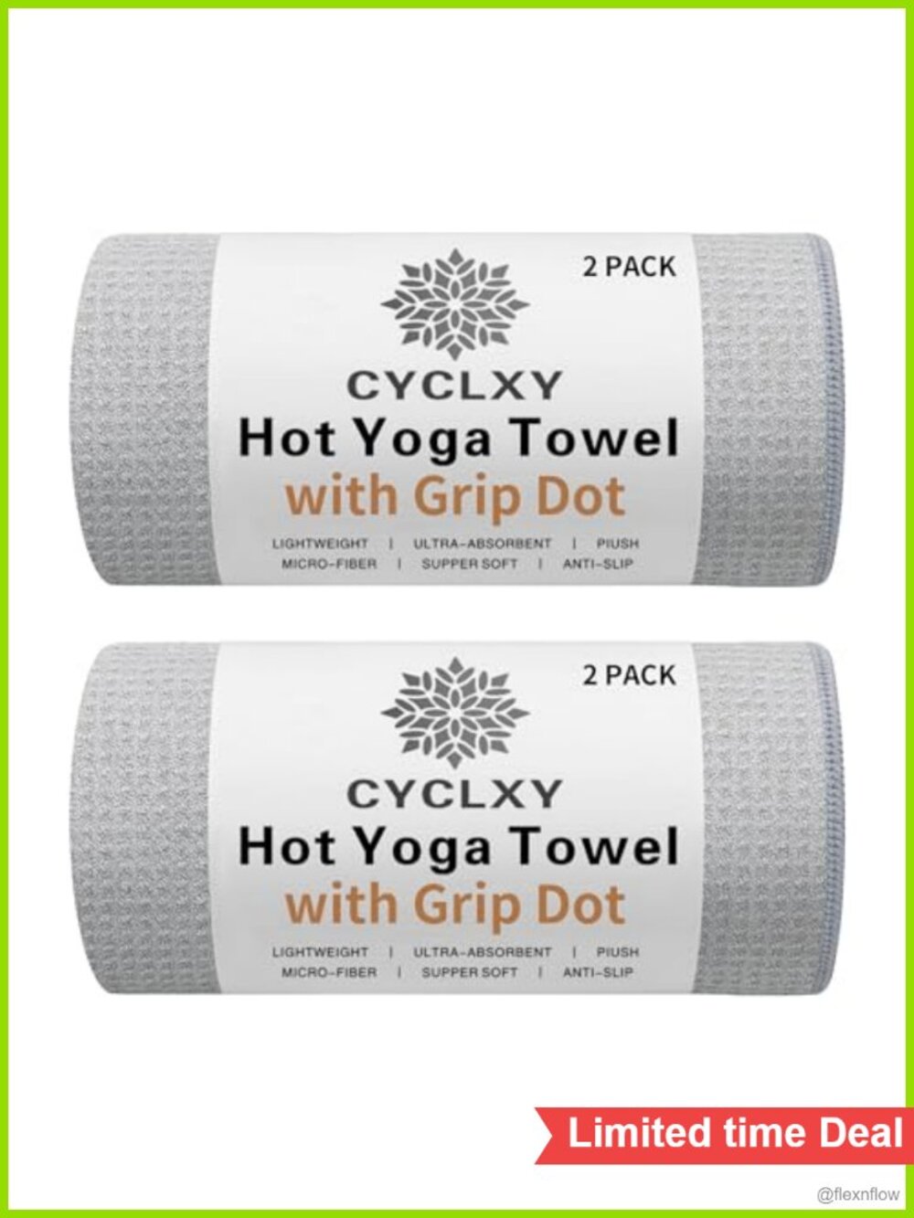 2 Pack Hot Yoga Towel with Grip Dot Non Slip Microfiber Sweat Absorbent